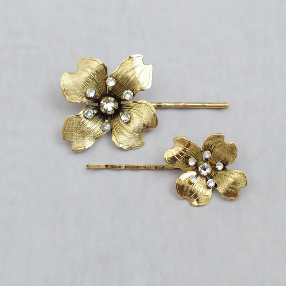 Twigs and Honey Dogwood flower hair pin set of 2
